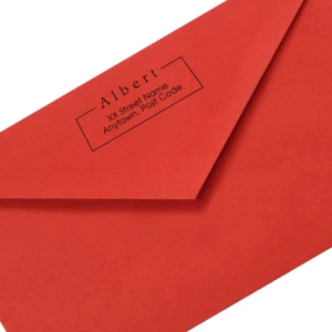Estampilla de dirección, texto personalizado, amortiguador de direcciones de nombre, sello de dirección de devolución, nombre  - Imagen 1 de 7
