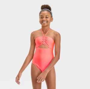 Art Class Girls' Shining Bright Solid One Piece Swimsuit size 8 - Picture 1 of 3