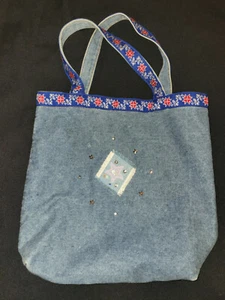 Denim Tote Bag/Purse Handmade New Free US Shipping Bluejean material stylish wow - Picture 1 of 4