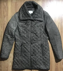 Laundry By Shelli Segal Quilt Lined Puffer Jacket Womens L Beige Full Zip Coat - Picture 1 of 11