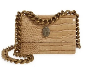 KURT GEIGER LONDON Shoreditch Croc Embossed Tan Leather Chunky Chain Strap Bag - Picture 1 of 6