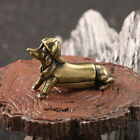 Retro Pure Copper Dachshund Miniature Figurine Solid Animal Dog Desktop Orna  GF