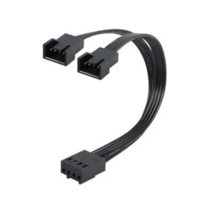4Pin PWM Fan Cable 1 to 2 Ways Splitter Black Sleeved 13cm Extension Cable - Zdjęcie 1 z 10