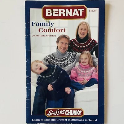 Bernat Pattern Booklet 542007 FAMILY COMFORT Knit & Crochet Softee Chunky 2004 - Image 1 of 3