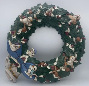 Vintage Scioto Molds Ceramic Holly Wreath With Birds & Bells - Picture 1 of 3