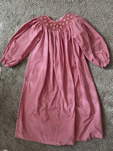 Girls Smocked Dress By Little English. Size 6. Red & White Gingham Sunflowers - Picture 1 of 3