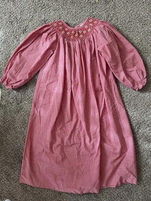 Girls Smocked Dress By Little English. Size 6. Red & White Gingham Sunflowers - Image 1 of 3