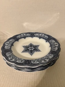 VINTAGE 5ER SET P.B. & S. RAVENNA BLAU-WEISS MIT MEDAILLON SUPPENSCHÜSSELN - Bild 1 von 14