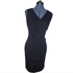 Tahari surplice sleeveless v-neck little black dress size 2 - Picture 1 of 9