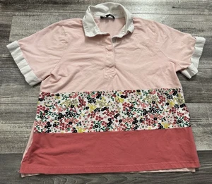 Tommy Hilfiger Womens Polo Shirt Size XL Pink Floral Short Sleeve Tee - Picture 1 of 6