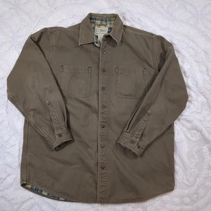Vintage LL Bean Canvas Flannel Lined Work Chore Jacket Size Large Distressed - Picture 1 of 20