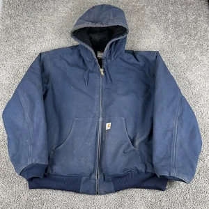 VINTAGE Carhartt Jacke Herren 2XL Duck Active Navy Blau J140 Workwear Stepp gefüttert - Bild 1 von 11