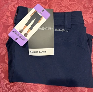 Neu mit Etikett Eddie Bauer Damen Rainier Caprihose Laufen Training marineblau Größe 4 - Bild 1 von 1