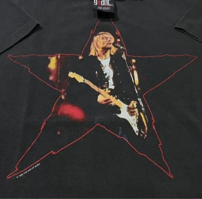 Kurt Cobain Nirvana Star Vintage 90s Single Stitch Giant Tag Sz.L Shirt REPRINT - Image 1 of 4