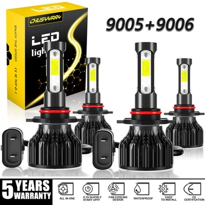 For Oldsmobile Cutlass Ciera 1987-1996 4pcs LED Bulbs Headlight Conversion Kits - Image 1 of 4
