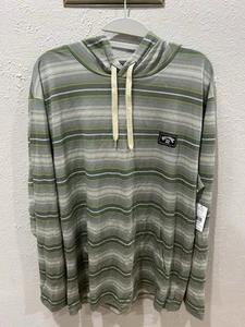 Billabong Cedros Shirt Hoodie - NWT Men’s Large Green / Multi Stripe - Picture 1 of 14