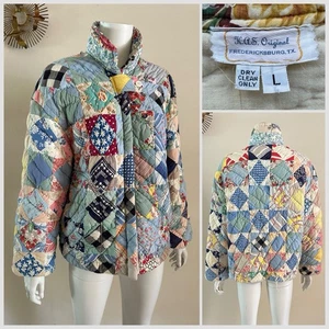 1980er KAS Originals Patchwork Steppjacke Futtersack Stoff Kinnriemen Mantel Vintage - Bild 1 von 24