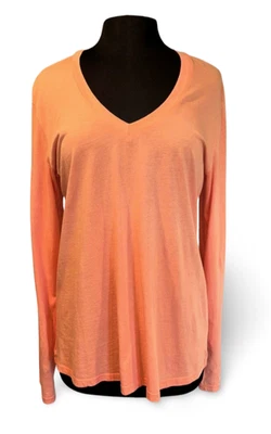 Mod-O-Doc V Neck Long T Shirt Women's Size XL Salmon Long Sleeve Cotton - Image 1 of 4