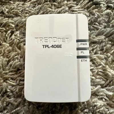 POWERLINE ETHERNET ADAPTER Trendnet TPL-406E Internet Tested And Working F1 - Image 1 of 4