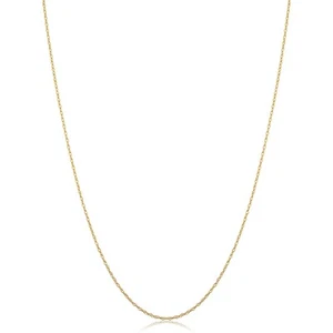 10k Yellow Gold Dainty Rope Chain Pendant Necklace (0.7 mm, 16 inch) - Picture 1 of 7