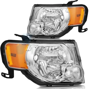 Fits 2008-2012 Ford Escape Headlights Assembly Chrome Housing Clear Lens Front - Picture 1 of 8