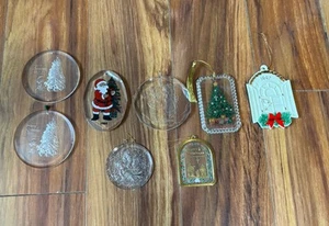 8 geschnitzte geätzte Kunststoff verschiedene Ornamente Weihnachten klar Vintage 1980/90er - Bild 1 von 5