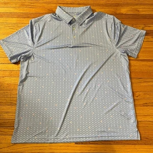 Members Mark Polo Shirt Mens XL Blue Performance Short Sleeve Geometric - Picture 1 of 6