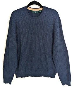 Bobby Jones men's XL blue merino wool cable knit pullover sweater - Picture 1 of 14