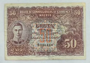 Malesia 1941 amministratore britannico a scelta 50 centesimi #10. Serie A/33 Fine RC0436 mietitrebbia spedizione - Foto 1 di 2