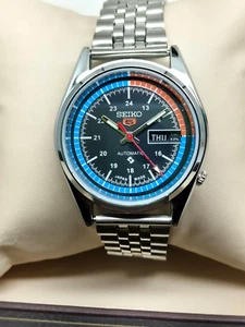 Seiko 5 Automatic Black Dial 17 Jewels Stainless Steel Men's Wrist Watch, 6309 - Picture 1 of 8