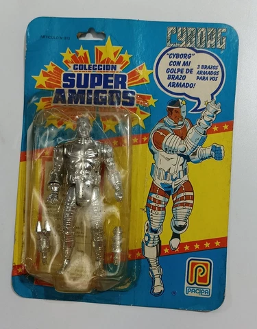 Silver Cyborg MOC Pacipa Argentina 80's - not Kenner  - Super Amigos DC - SEALED Cover