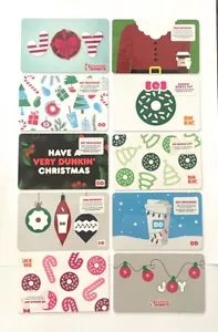 2012-2020 Dunkin Donuts Cards. Set of 10 Vintage Christmas Cards Mint W/W ship - Picture 1 of 2
