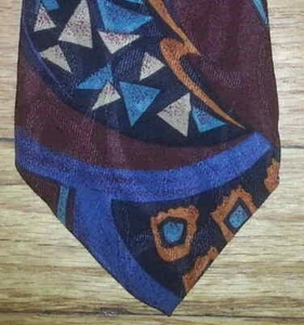 Don Doral Krawatte Seide weinrot türkis blau orange hellbraun abstraktes Design neu im Karton t1012  - Bild 1 von 4