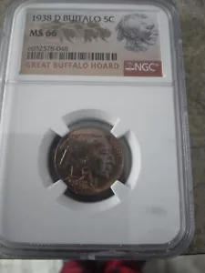1938-D Buffalo Nickel NGCMS66 TONED!!!! - Picture 1 of 4