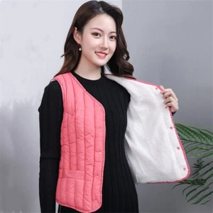 Lady Fleece Lined Top Gilet Down Waistcoat Quilted Padded Coat Thermal Thicken - Picture 1 of 18
