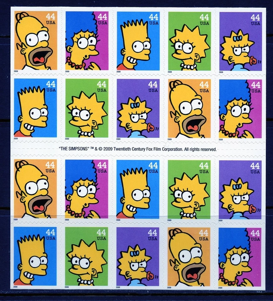 UNITED STATES SCOTT #4399/4403a SIMPSONS COMPLETE BOOKLET(20) MINT NEVER HINGED - Image 1 of 1