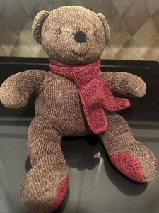 Pottery Barn Scarf Teddy Bear Plush Toy Stuffed Animal 12” Long Winter Washed - Picture 1 of 2