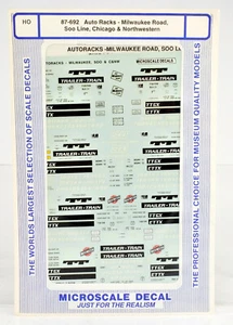 MICROSCALE HO SCALE 87-692 MILWAUKEE RD. SOO LINE, C&N AUTO RACK DECAL - Picture 1 of 1