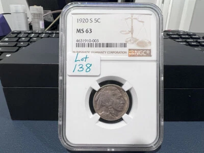 1920-S 5c Buffalo Nickel NGC MS63 (AABE) RARE - Image 1 of 3