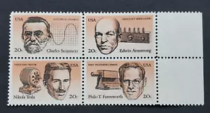 US 1983 American Inventors, Tesla, electricity, radio, block of 4, Sc#2055-8 MNH - Picture 1 of 1