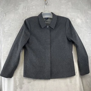 Giacca Lands End donna 12 animali grigio antracite lana cashmere cappotto foderato 5 bottoni - Foto 1 di 11