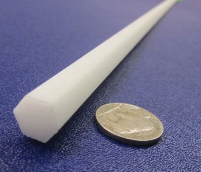 Varilla hexagonal de tinte blanco acetal Delrin 7/16" (.437") hexagonal x 48" de longitud Foto 1 de 4