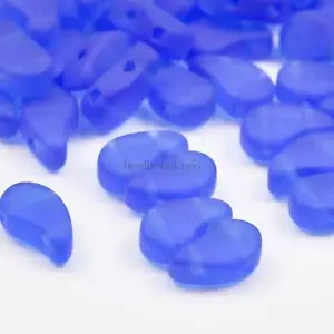 40pcs Czech PAISLEYDUO beads - 2 hole beads - Sapphire MATTE - Paisley Duo bead - Picture 1 of 4
