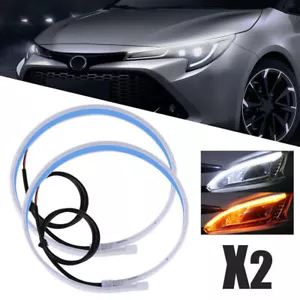 2X60cm DRL LED Headlight Strip Light Daytime Running Sequential Turn Signal Lamp - Picture 1 of 8