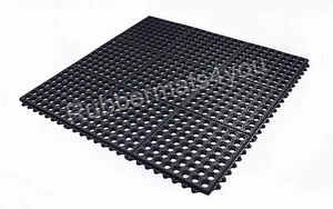 PACK of 4 INTERLOCKING Rubber Safety Mat Holes Restaurant Bar Room Garage Shed - Picture 1 of 1