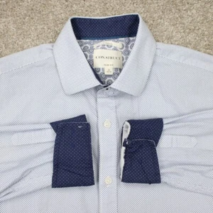 Construct Flip Cuff Shirt Mens 16, 32-33 Blue Slim Fit Stretch Cotton L/S Button - Picture 1 of 13