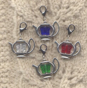 Butterfly Teapot Progress Keeper Clip set of 4 /SM330 - Picture 1 of 2
