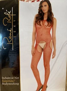 One Size Red Sexy Industrial Net Suspender Bodystocking Lingerie, NIP - Picture 1 of 2