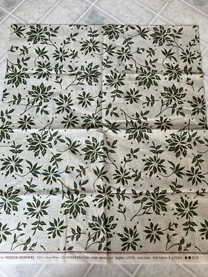 1/2 yard Olive Poinsettias Cream Cotton Moda French General Fa-La-La M8409 13585 - Image 1 of 4