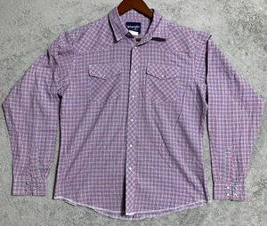 Camisa a Presión WRANGLER Para Hombre Rojo Cuadros Tartán Retro Vaquero Occidental Perla 2XL 18-20 - Imagen 1 de 12